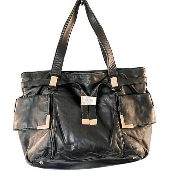 MICHAEL KORS Beverly Drawstring Black Leather Satchel - Picture 7 of 15